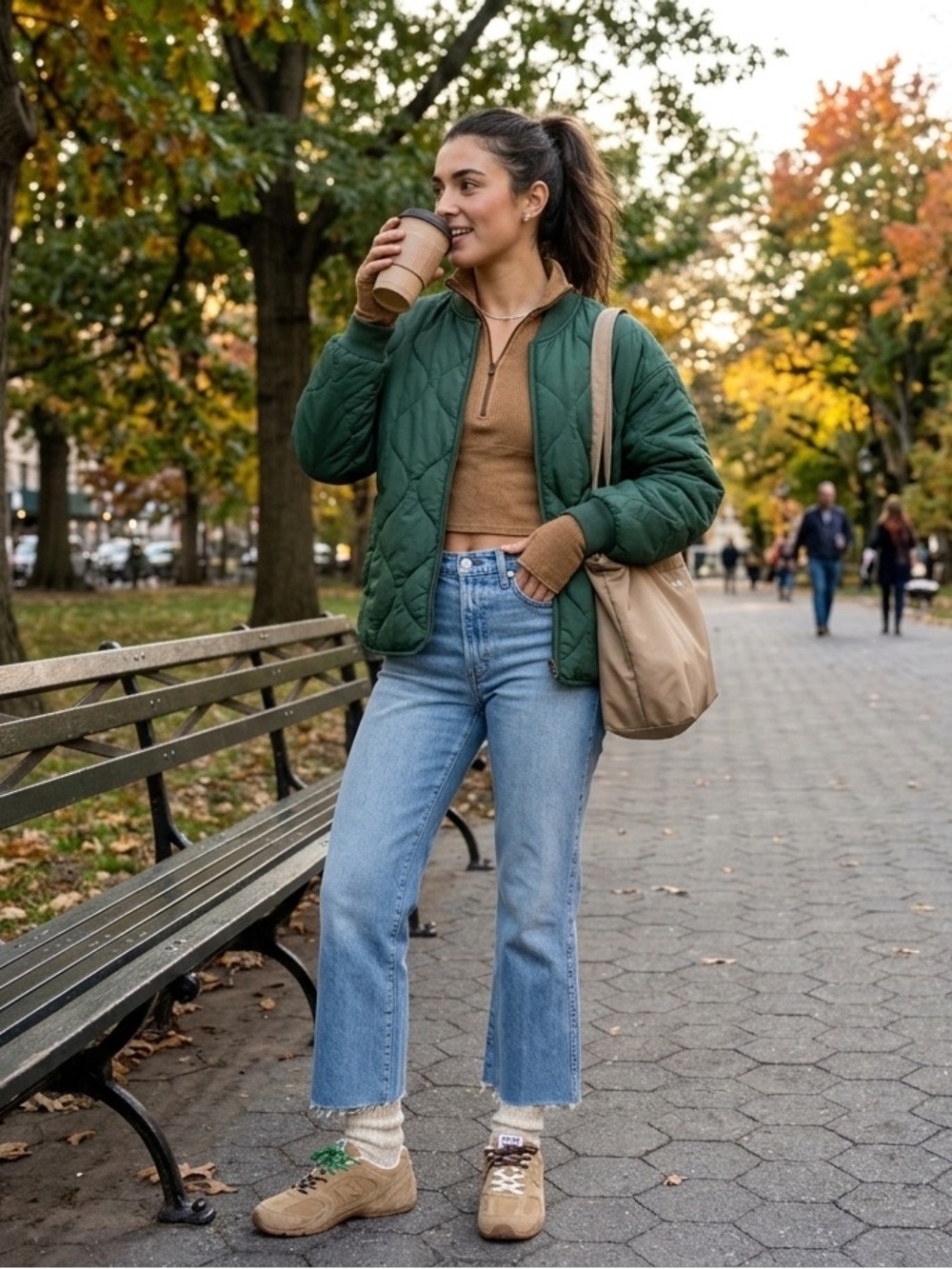 AMO Light Blue High-Rise Cropped Flare Jeans
